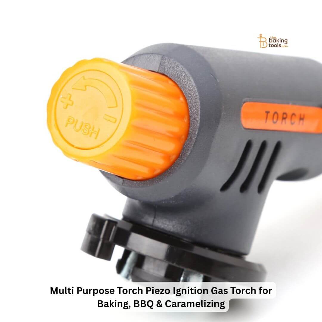 Multi Purpose Torch Piezo Ignition Gas Torch for Baking, BBQ & Caramelizing - knob and button shown