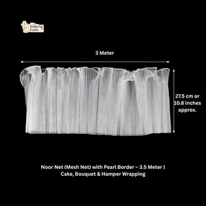 White Noor Net (Mesh Net) with Pearl Border – 3.5m