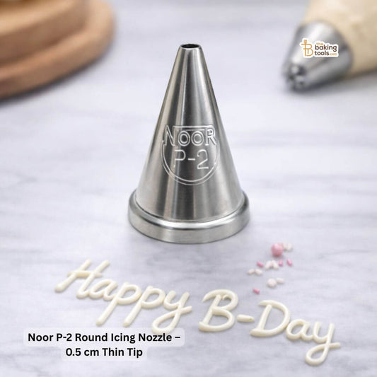 Noor P-2 Round Icing Nozzle – 0.5 cm Thin Tip _ The Baking Tools