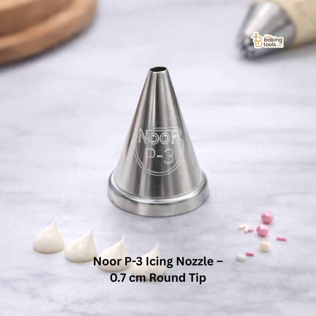 Noor P-3 Icing Nozzle – 0.7 cm Round Tip _ The Baking Tools