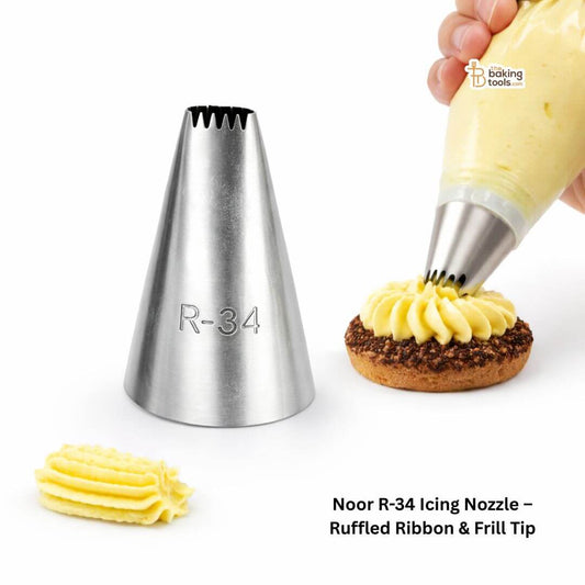 Noor R-34 Icing Nozzle – Ruffled Ribbon & Frill Tip _ The Baking Tools