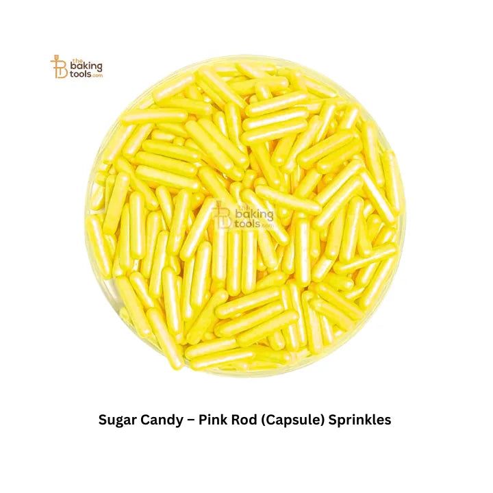 Sugar Candy – Yellow Rod (Capsule) Sprinkles | Edible Cake Decoration for Cupcakes, Cookies & Desserts - thebakingtools.com
