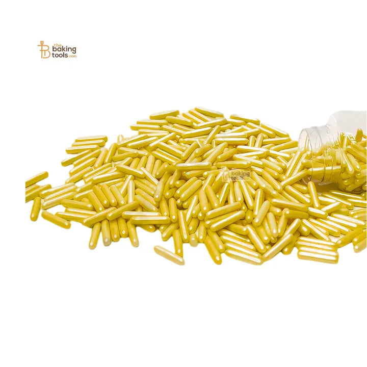 Sugar Candy – Yellow Rod (Capsule) Sprinkles | Edible Cake Decoration for Cupcakes, Cookies & Desserts - thebakingtools.com