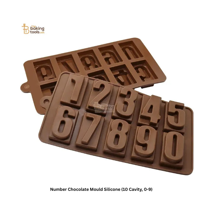 Number Chocolate Mould Silicone (10 Cavity, 0-9) - thebakingtools.com