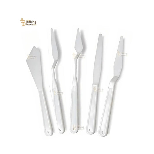 5 Pcs Plastic Palette Knife Set For Making Flowers On Cake & Crafts - thebakingtools.com
