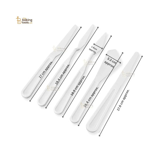 5 Pcs Plastic Palette Knife Set For Making Flowers On Cake & Crafts - thebakingtools.com