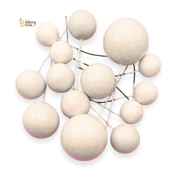 Off-White Faux Ball Cake Topper (20 pcs) |  For Cake Decoration