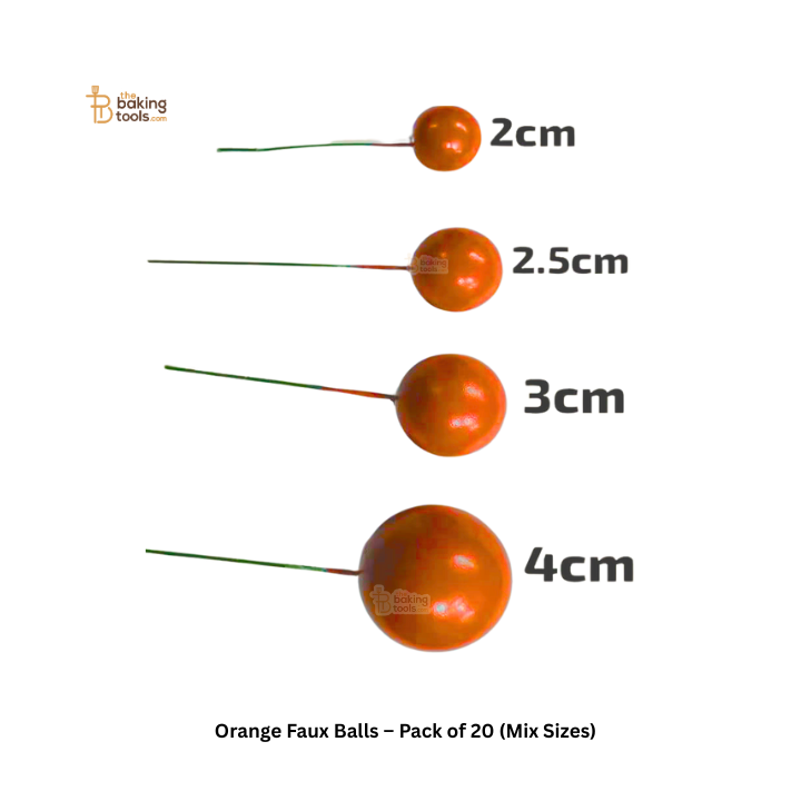 Orange Faux Balls – Pack of 20 (Mix Sizes)