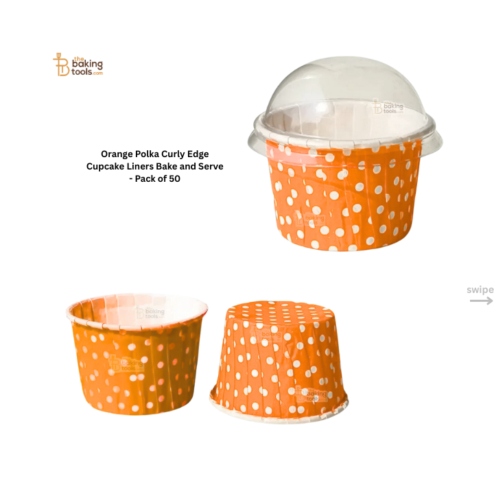 Orange Polka Dot Curly Edge Cupcake Liners Bake And Serve Muffin Cup - Pack of 50