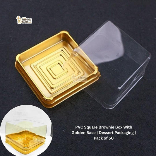 PVC square brownie box with golden base