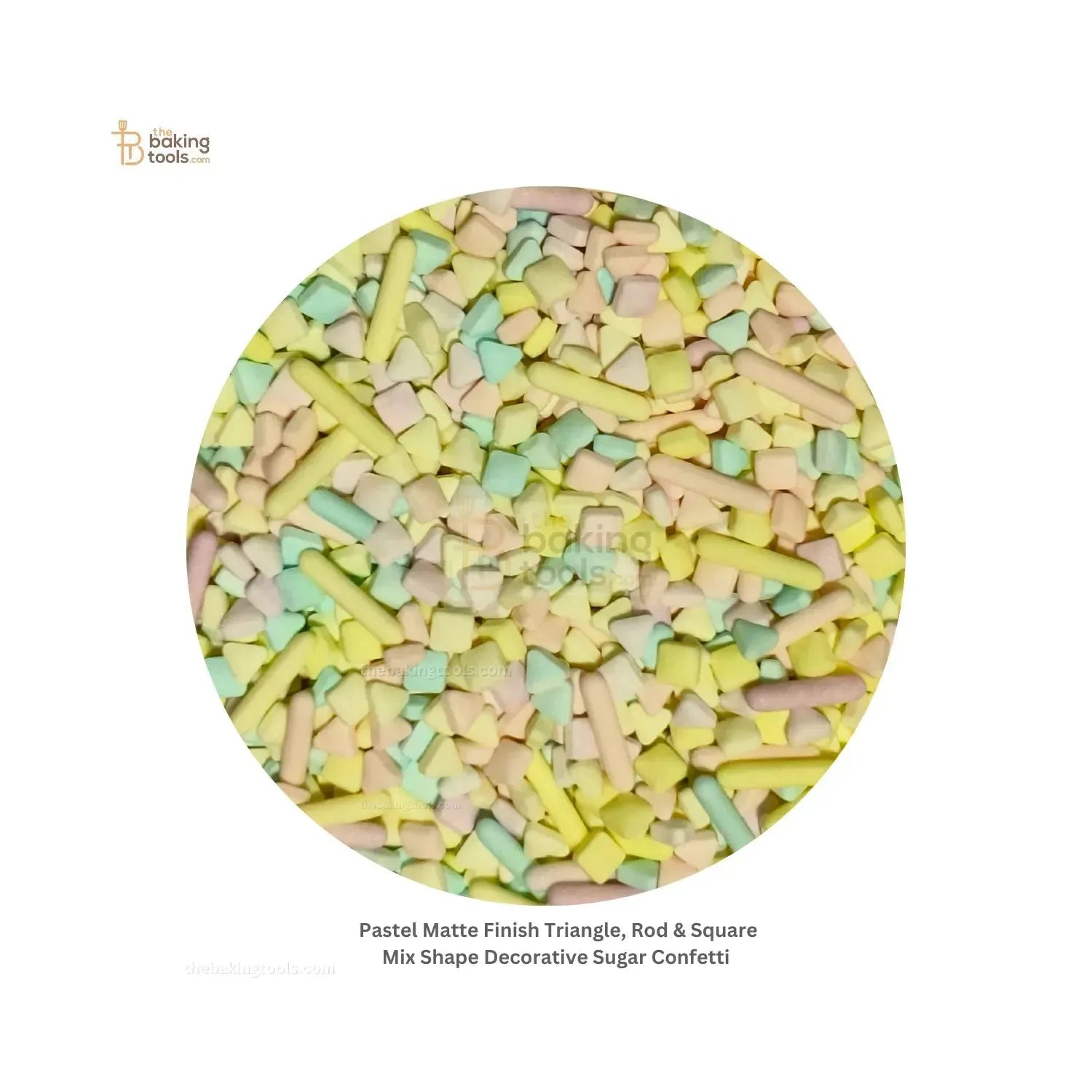 Pastel Matte Finish Triangle, Rod & Square Mix Shape Decorative Sugar Confetti - thebakingtools.com