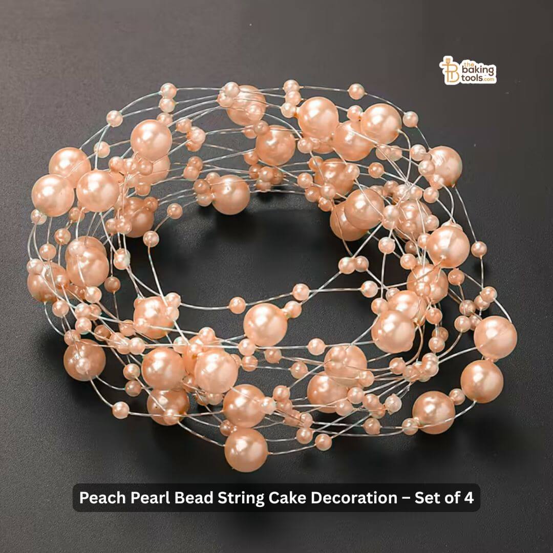 Peach Pearl Bead String Cake Decoration – Set of 4
