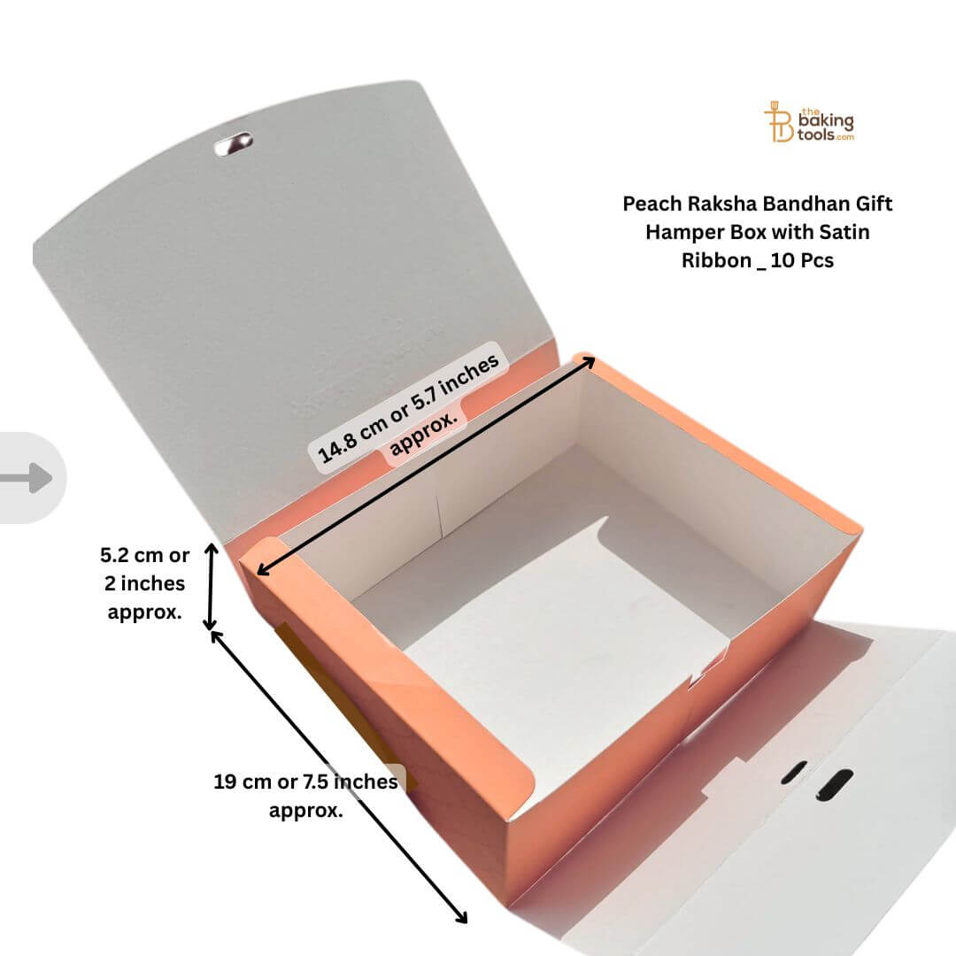 Peach Raksha Bandhan Gift Hamper Box with Satin Ribbon _ 10 Pcs