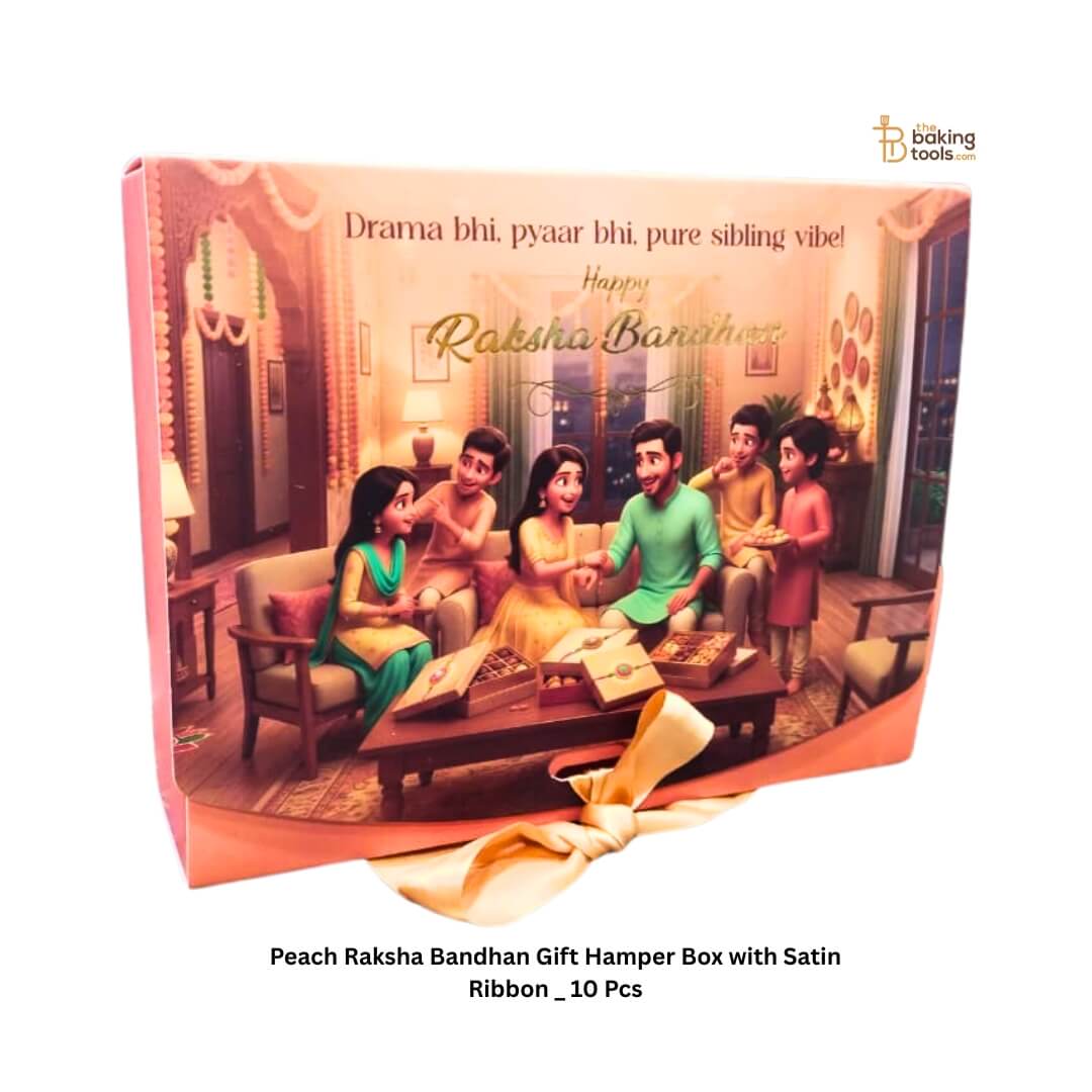 Peach Raksha Bandhan Gift Hamper Box with Satin Ribbon _ 10 Pcs