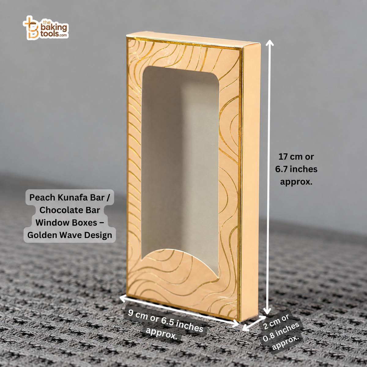 Peach Kunafa Bar / Chocolate Bar Window Box – Golden Wave Design (10 Pc)