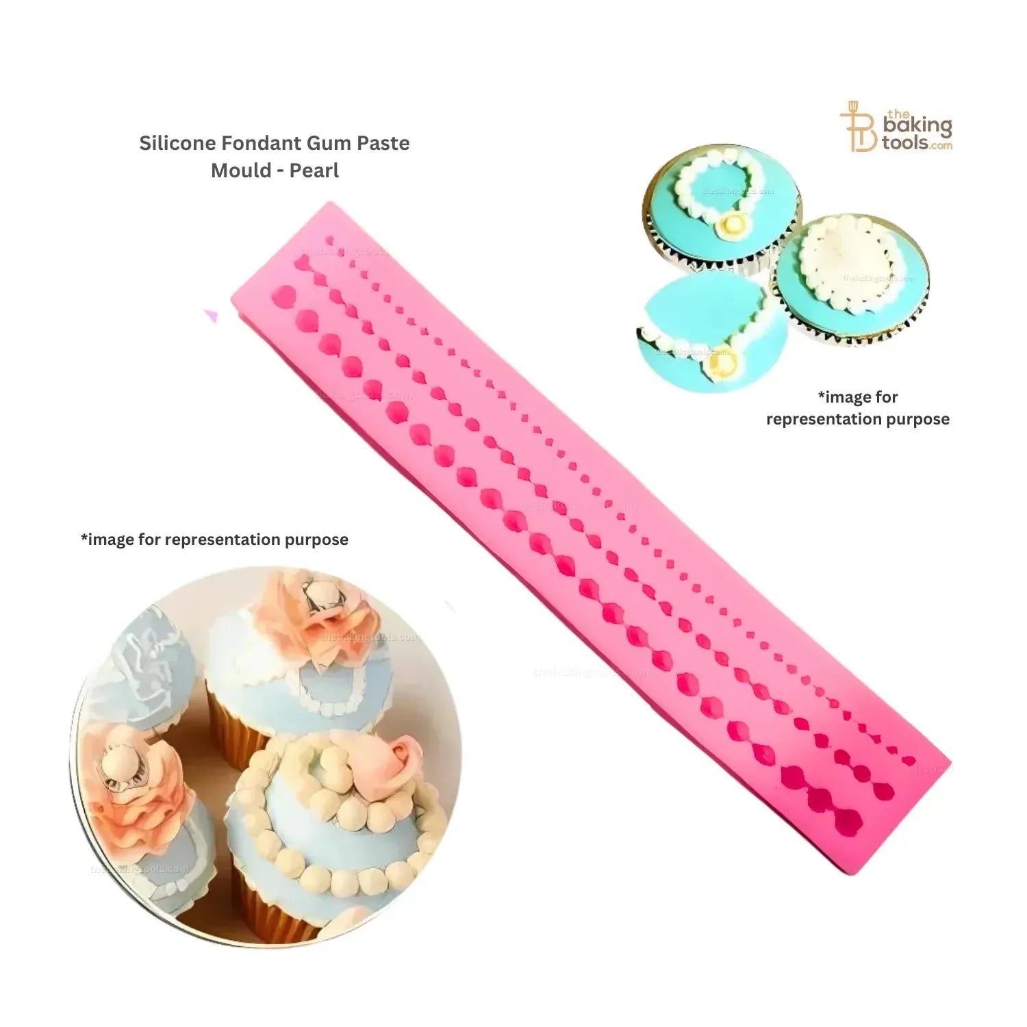 Pearl Beads String Chain Border Silicone Fondant Gum Paste Mould - thebakingtools.com