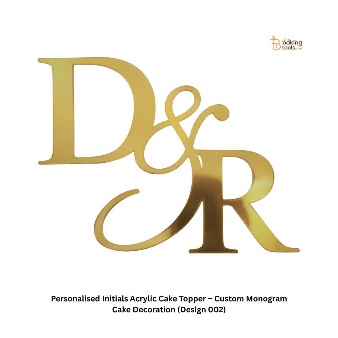 Personalised Initials Acrylic Cake Topper – Custom Monogram Cake Decoration (Design 002)