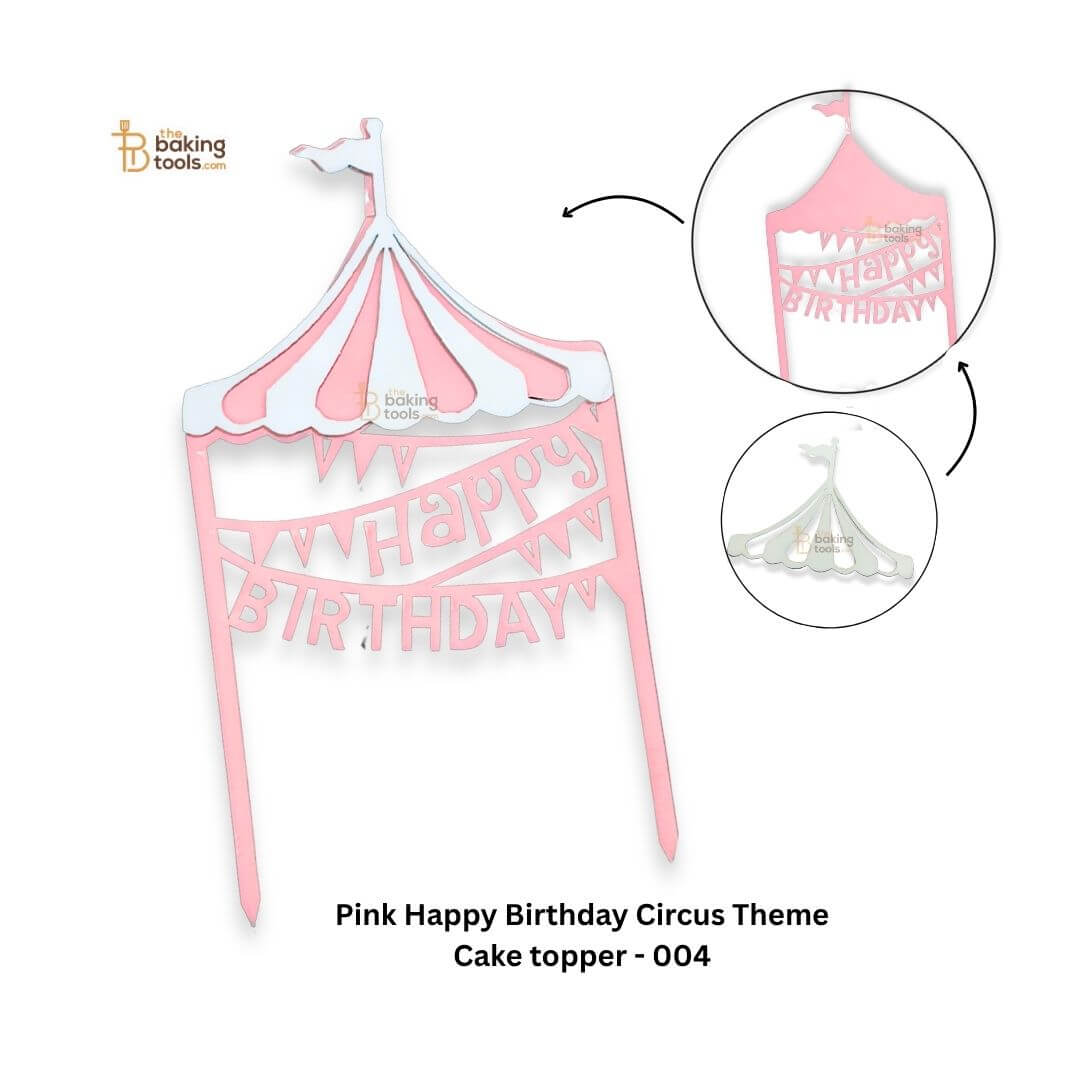 Pink Happy Birthday Circus Theme Cake topper - 004