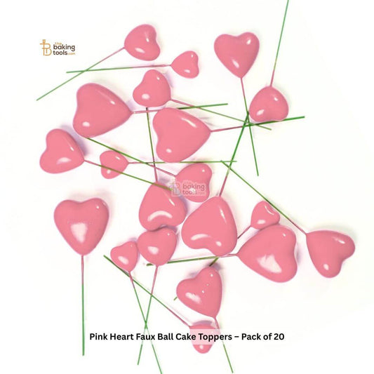 Pink Heart Faux Ball Cake Toppers – Pack of 20 (Assorted Heights)