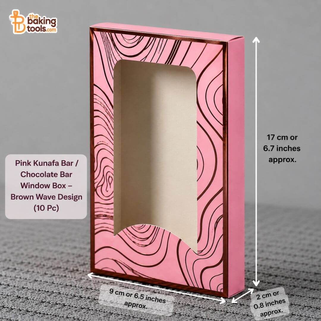 Pink Kunafa Bar / Chocolate Bar Window Box – Brown Wave Design (10 Pc)