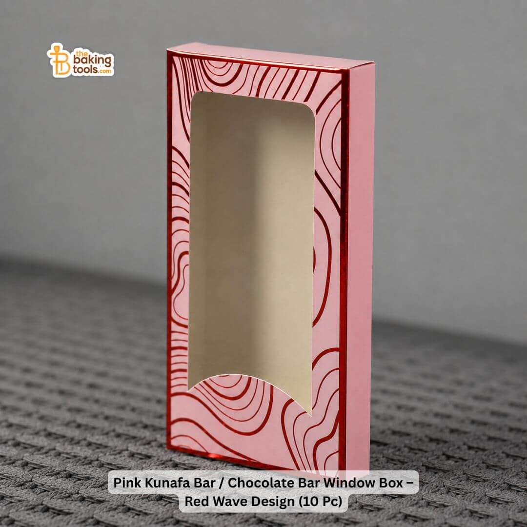 Pink Kunafa Bar / Chocolate Bar Window Box – Red Wave Design (10 Pc)