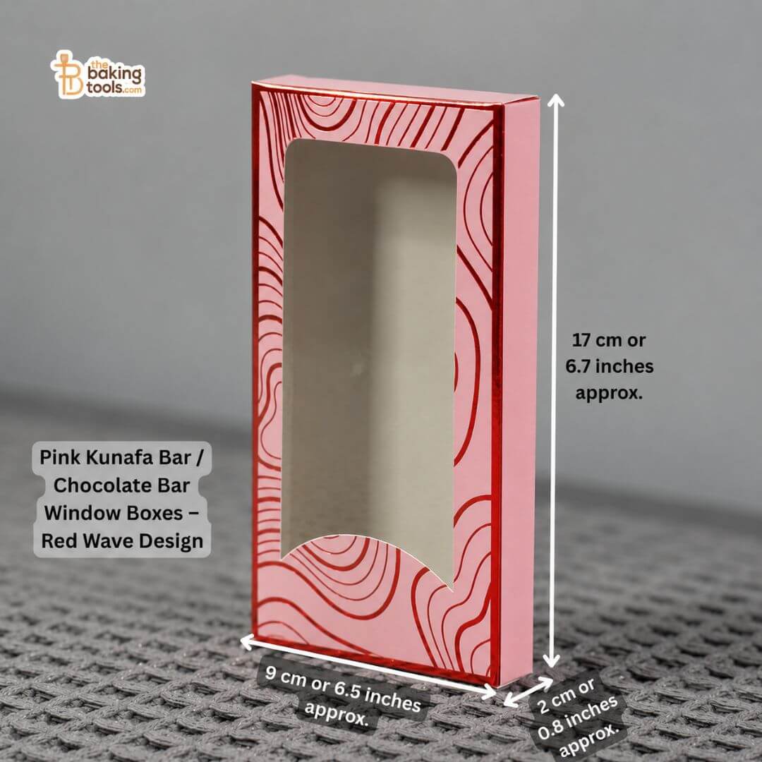 Pink Kunafa Bar / Chocolate Bar Window Box – Red Wave Design (10 Pc)