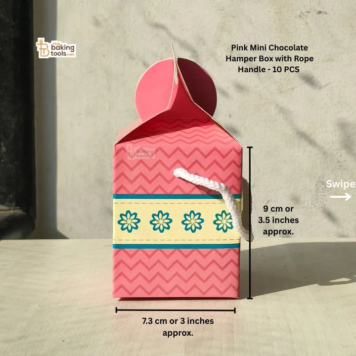 Pink Mini Chocolate Hamper Box with Rope Handle - 10 PCS #1634 A - thebakingtools.com