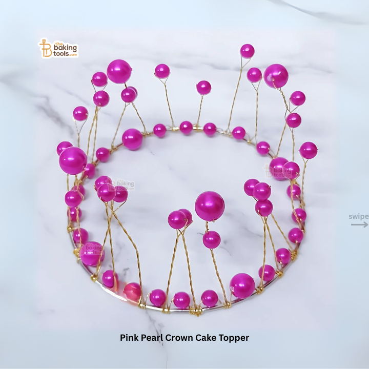 Pink Pearl Crown Cake Topper