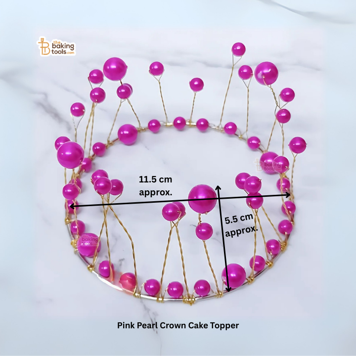 Pink Pearl Crown Cake Topper