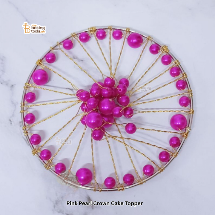 Pink Pearl Crown Cake Topper