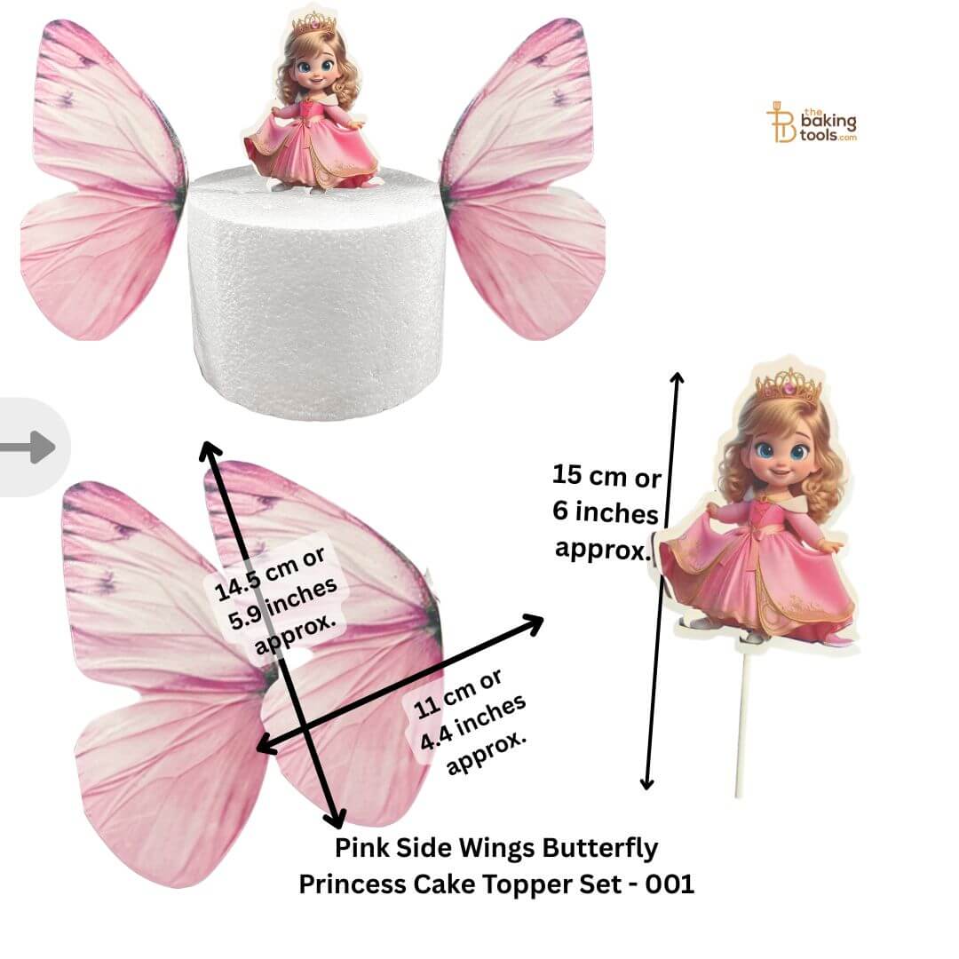 Pink Side Wings Butterfly Princess Cake Topper Set - 001 _ 2