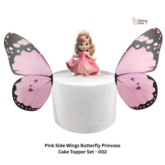Pink Side Wings Butterfly Princess Cake Topper Set - 002