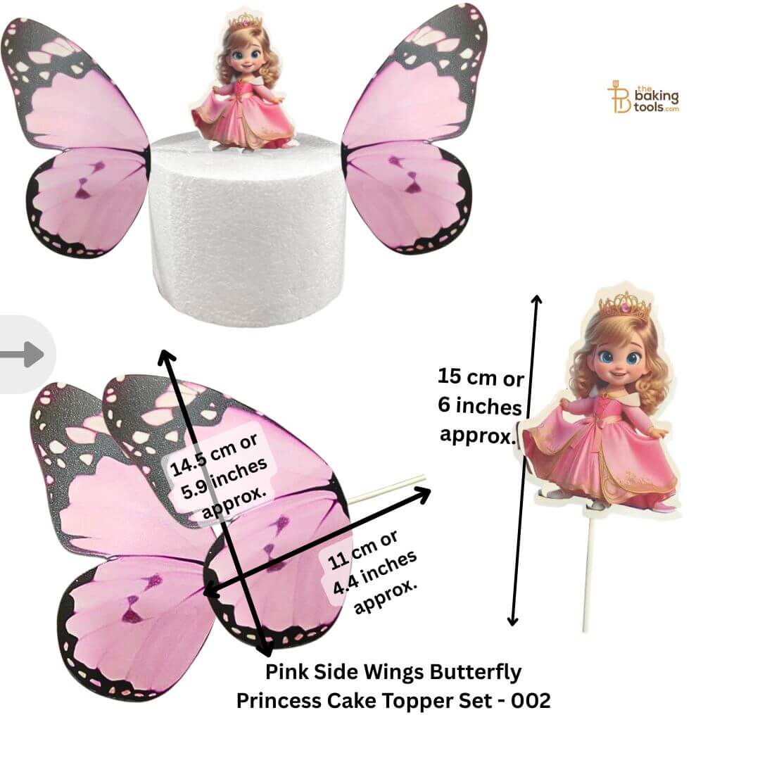 Pink Side Wings Butterfly Princess Cake Topper Set - 002_2