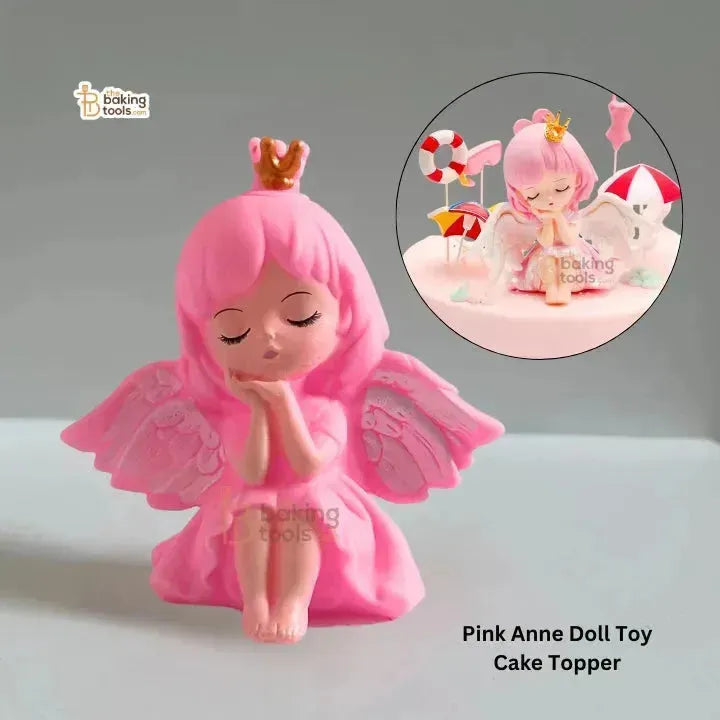 Pink Anne Doll Angel Girl Toy Cake Topper - thebakingtools.com