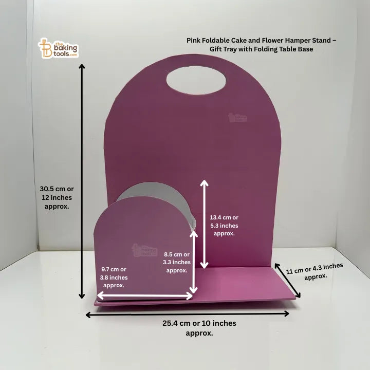 Pink Foldable Cake and Flower Hamper Stand – Gift Tray with Folding Table Base