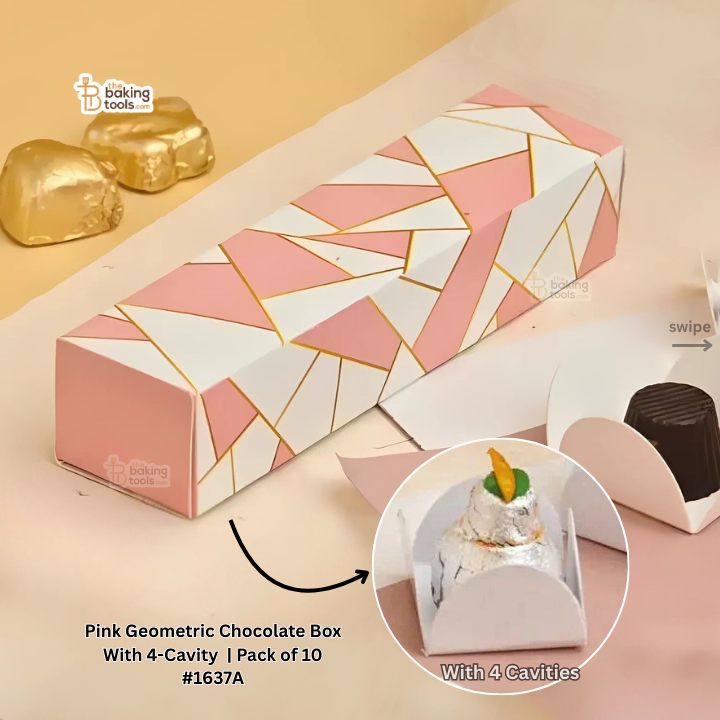 Pink Geometric Chocolate Box With 4-Cavity  | Pack of 10 #1637A