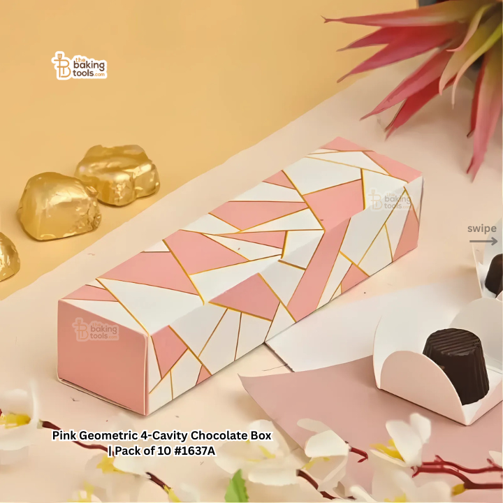 Pink Geometric Chocolate Box With 4-Cavity  | Pack of 10 #1637A