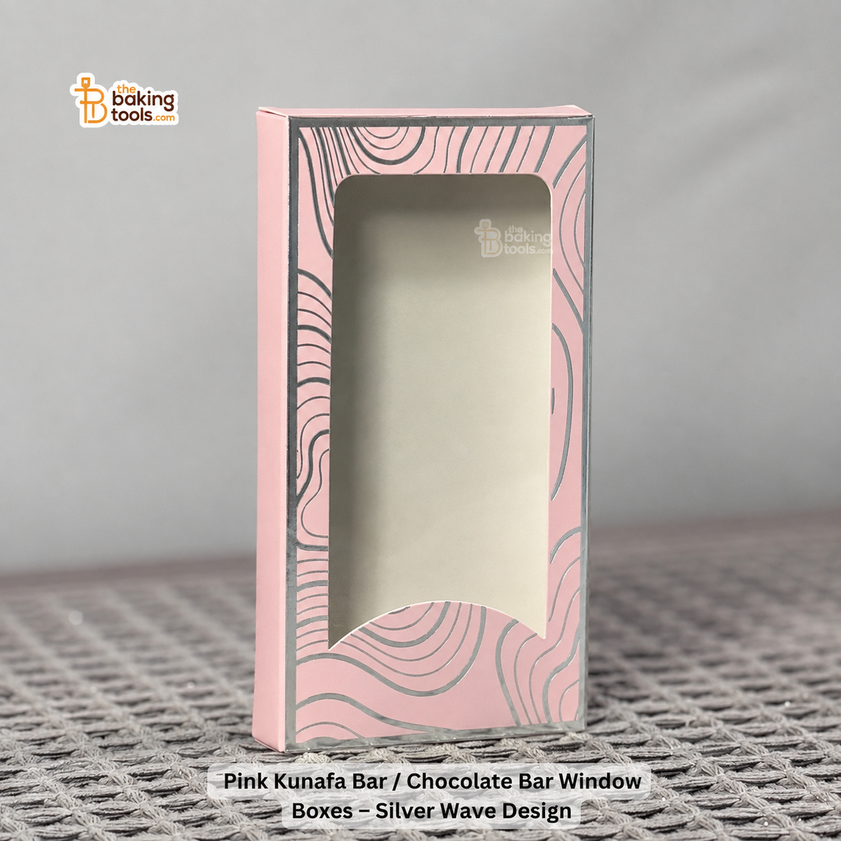Pink Kunafa Bar or Chocolate Bar Window Boxes - Silver Wave Design.