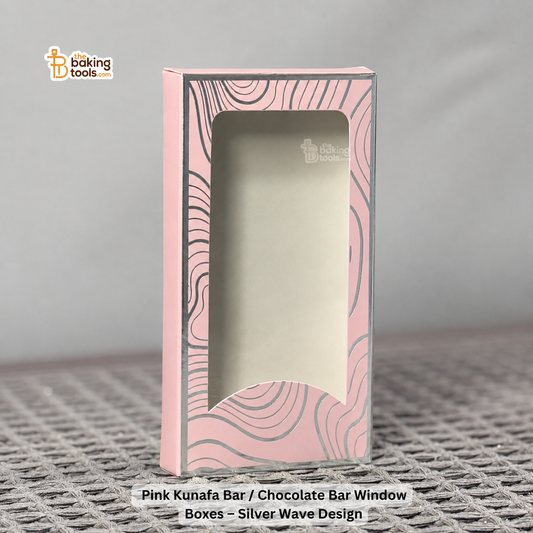Pink Kunafa Bar or Chocolate Bar Window Boxes - Silver Wave Design.