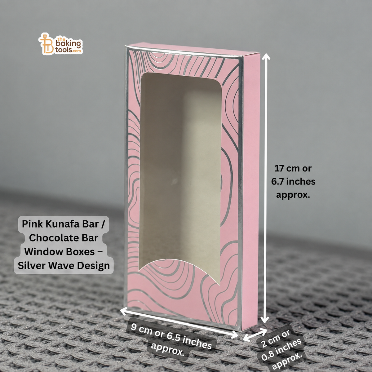 Pink Kunafa Bar or Chocolate Bar Window Boxes - Silver Wave Design.