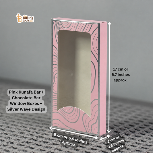 Pink Kunafa Bar or Chocolate Bar Window Boxes - Silver Wave Design.