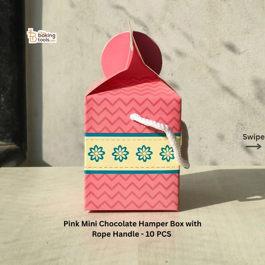 Pink Mini Chocolate Hamper Box with Rope Handle - 10 PCS #1634 A - thebakingtools.com