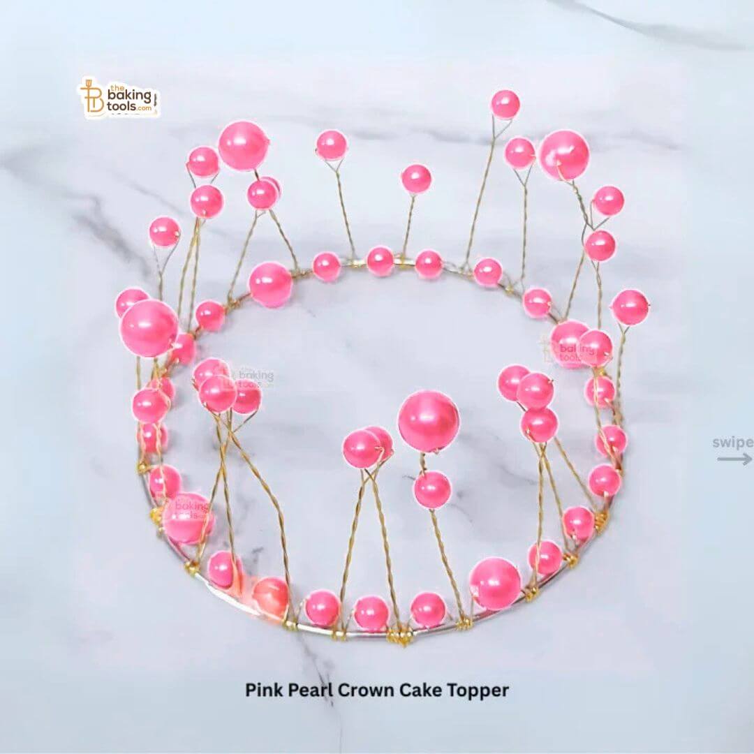 Pink Pearl Crown Cake Topper