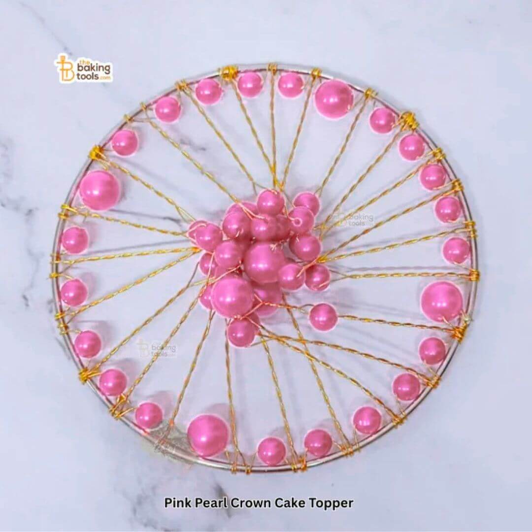 Pink Pearl Crown Cake Topper