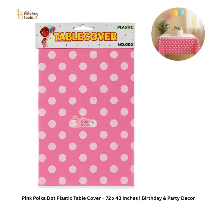Pink Polka Dot Plastic Table Cover – 72 x 43 Inches