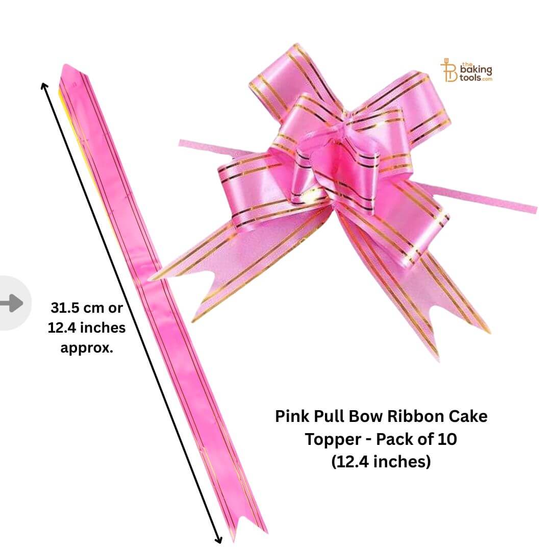 Pink Pull Bow Ribbon Cake Topper - Pack of 10 (12.4 inches) - 18 No.