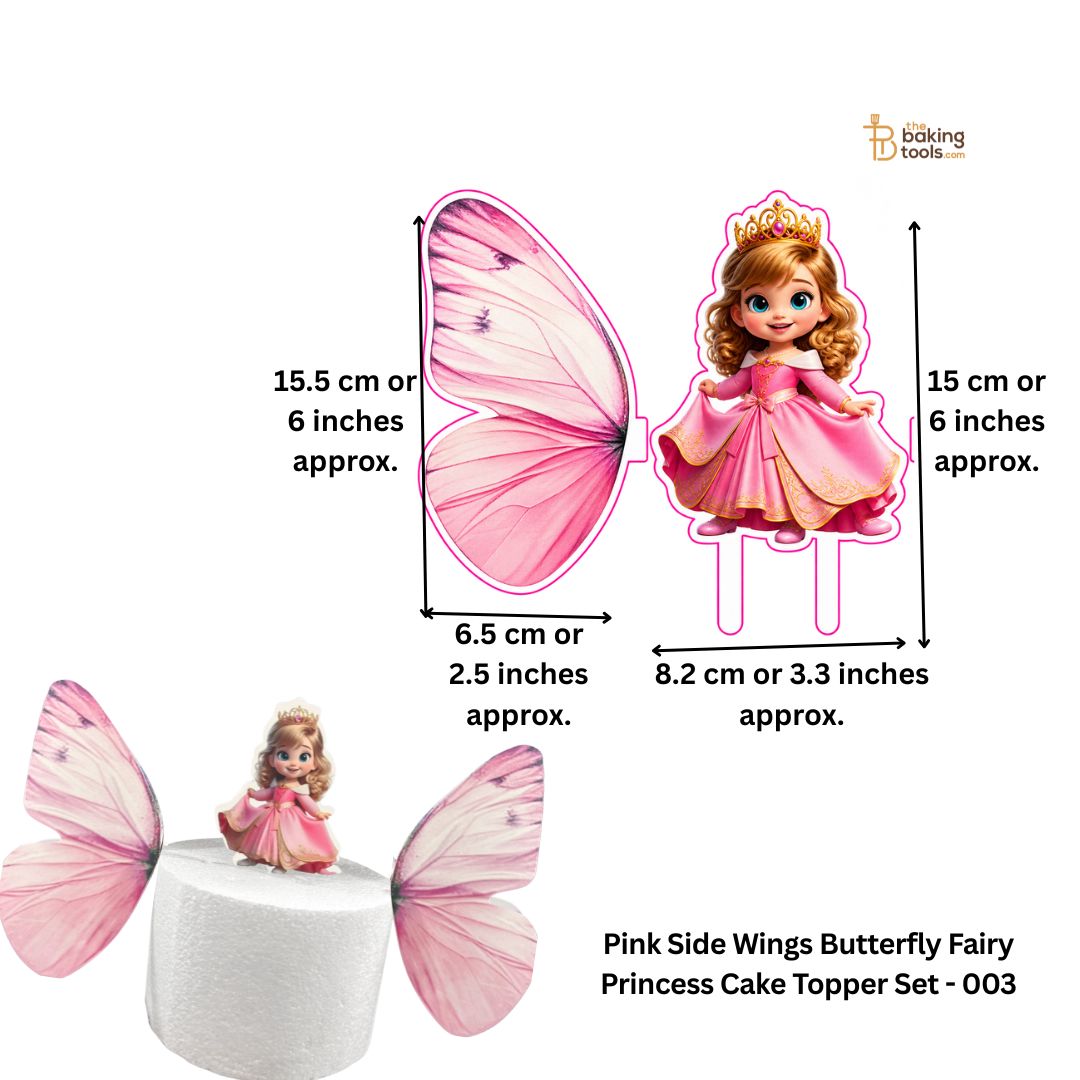 Pink Side Wings Butterfly Fairy Princess Cake Topper Set - 003