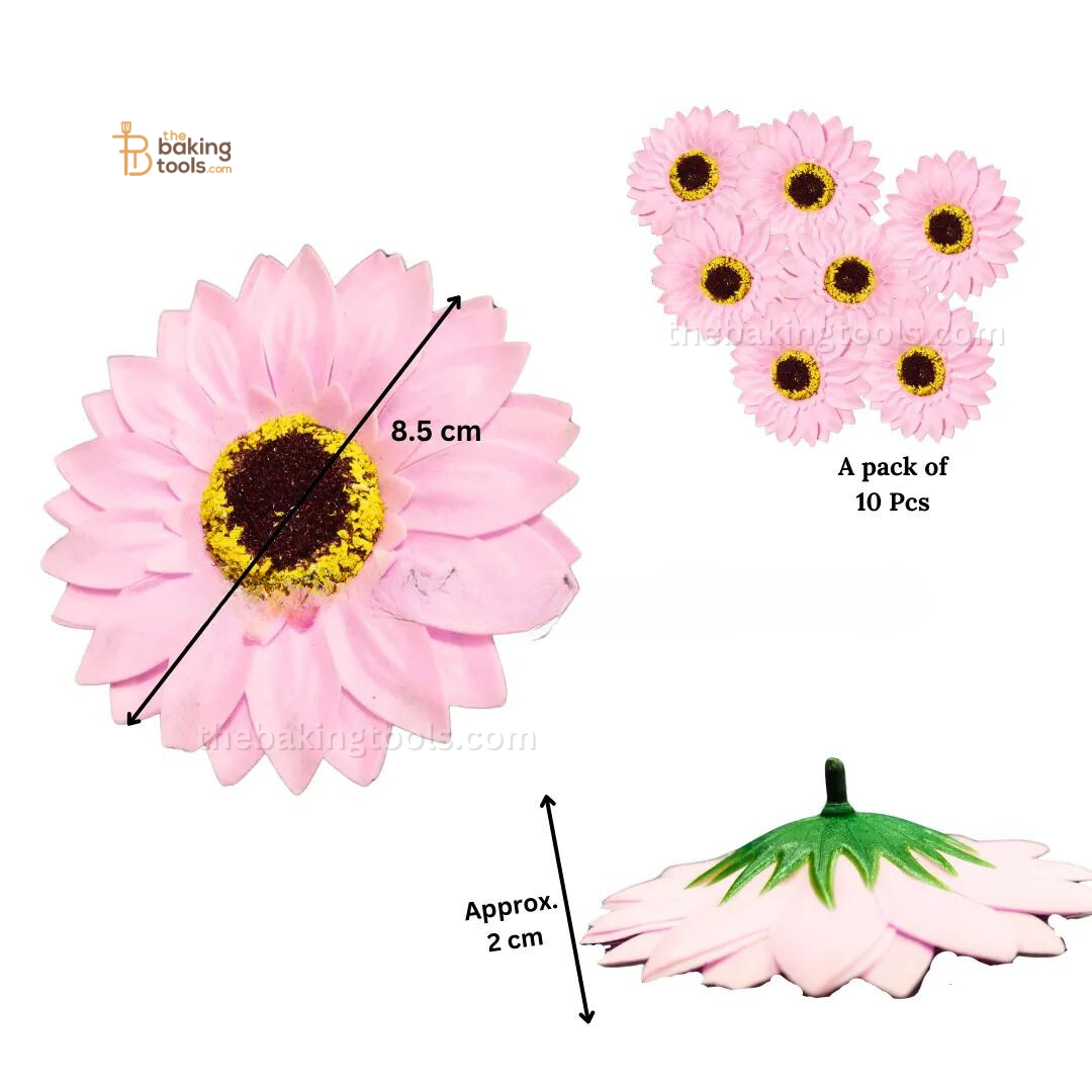 Pink Sunflower (Set of 10) | Flower Cake Topper | Artificial Flowers _ the baking tools