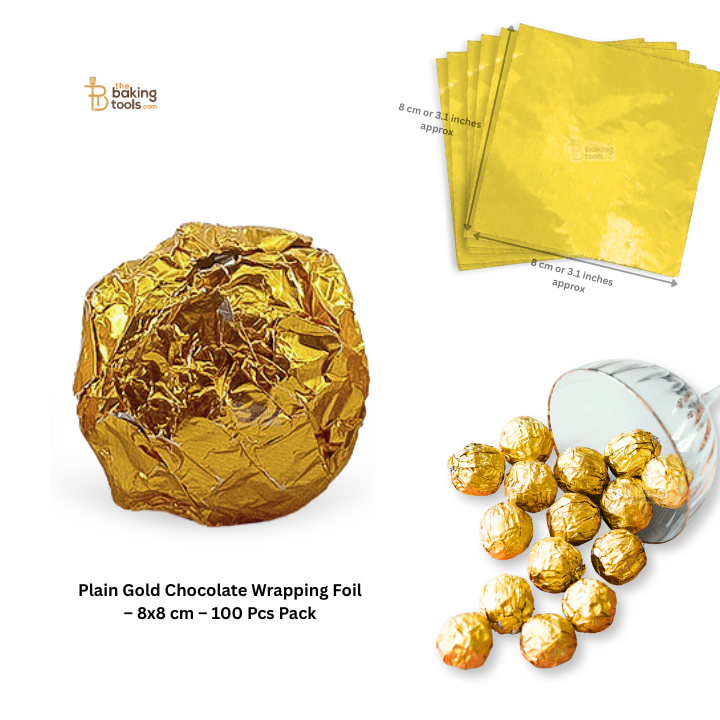 Plain Gold Chocolate Wrapping Foil – 8x8 cm – 100 Pcs Pack