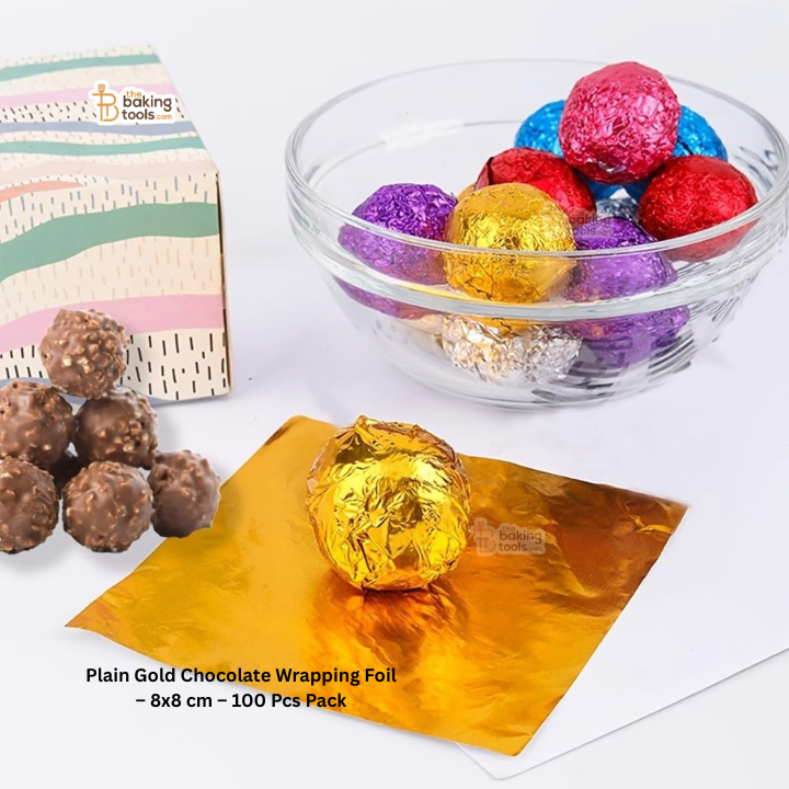 Plain Gold Chocolate Wrapping Foil – 8x8 cm – 100 Pcs Pack